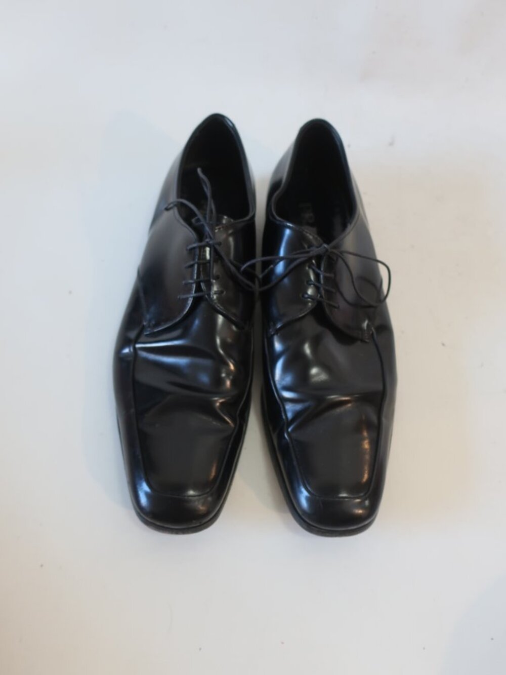 Mens Prada Black Leather Square Toe Oxford Lace Up Shoes Size 11 - Picture 3 of 12